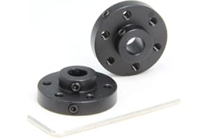 Befenybay 2PCS Black Rigid Flange Shaft Coupling,Universal Aluminum MOUNTING HUB for 6mm Shaft Pair with M3 Thread