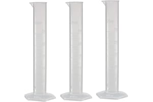 Recogwood 3Pcs 25ml Plastic Graduated Cylinder, Measuring Cylinder Science Test Tube, Clear Hex Base Flask for Kitchen Lab Home