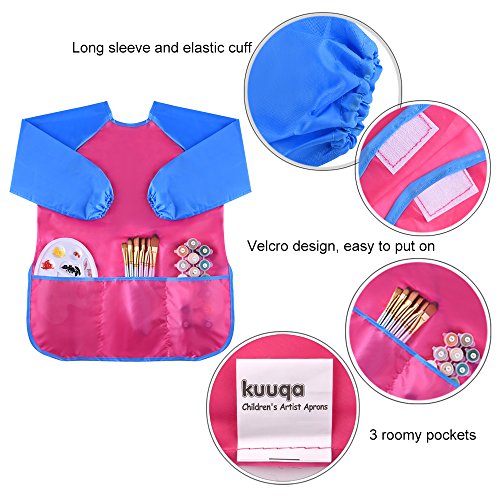 Kuuqa Malschürze Kunstkittel für Kinder Wasserdicht 3 geräumige Taschen - 4
