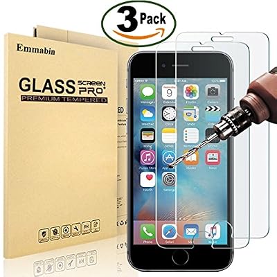 Emmabin [3 Pièces] Verre Trempé pour iPhone 6S 6, Emmabin Film Protection en Verre trempé écran Protecteur Vitre- ANTI RAYURES - SANS BULLES D'AIR -Ultra Résistant Dureté 9H - Compatible 3D Touch