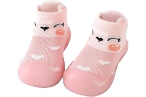 AIDIER Anti Slip Baby Toddler Socks Shoes Cartoon Baby First Walking Shoes with Soft Sole for Girl Boy 0-24 Months Indoor