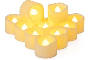 Yakpo Confezione da 12 candele da tè senza fiamma, alte 3,8 cm x 3 cm, funzionamento a batteria, tremolanti LED, luce tremolante, luce tremolante per esterni, candele finte per Halloween, matrimoni,