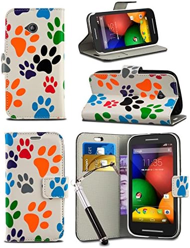 Apple iPhone 7 Plus (5.5 inch) - Fun Colourful Printed Wallet Case Cover Creative Fresh Pattern Design with Integrated Stand &amp; RETRACTABLE Stylus Pen - Dog Cat Animal Paw Foot Print