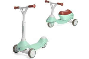 Chicco Monopattino Evolutivo 2 in 1, Cavalcabile da 1 Anno, Monopattino dai 2 Anni, Portata Max 20 kg, Manubrio Sterzante e Ruote Gommate, Leggero e Facile da Trasportare, Cavalcabile per Bambini