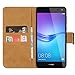 Produktbild Ambaiyi Flip Echt Ledertasche Handyhülle Brieftasche Hülle Schutzhülle für Huawei Y6 2017, Schwarz