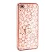 Produktbild iPhone 8 Plus Hülle, iPhone 7 Plus Hülle, Edaroo iPhone 7 Plus / 8 Plus Handyhülle mit Ring Fingerhalter 360 Grad Drahbarer Ständer, Ultra Dünn weich Silikon TPU mit Überzug Rosa Farbig Rahmen Glanz Rosa Pink Blumen Motiv Handy Hülle Schutzhülle Bling Glitzer Strass Rahmen Hülle Stoßdämpfend Luxus Niedlich Case Cover Etui Bumper Schale für Frauen Mädchen Für iPhone 7 Plus / iPhone 8 Plus 5,5 zoll