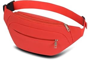 RIDIRUN Sac Banane Sac à la Taille Ceinture de Course Homme Femme Sacoche Banane Etanche Réglable pour Cyclisme Gym Balade Escalade Voyage Vacances Randonnée (Rouge)