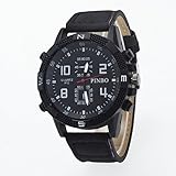 Easy Go Shopping 3er-Pack runde Zifferblatt Lederband Canvas-Uhr (Colour : Black Plate Black Belt)