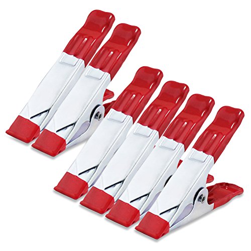 KEESIN 6 Stücke 4Inch rote Gummi beschichtete Griffe Metallfeder Klemmen Griffhalter (6P-4inch)