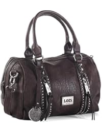 LOIS - Bolso bowling con doble asa y bandolera para mujer Rock, Color Marron