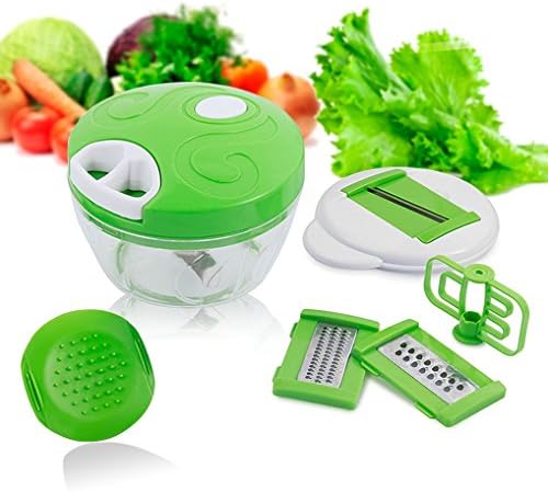 Multifunctional Vegetable Slicer, Yidaxing 6 in 1 Manual Food Chopper, Fruit Cutter/Blender for Carrot, Union, Herb, Cheese, Tomato, Egg, Nuts with Container, 500ML