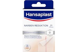 Hansaplast Plaster na blizny, zmniejsza ich widoczność, sprawia, że blizny są trwale płaskie, jaśniejsze i bardziej miękkie, 1 x 21 sztuk (3,8 cm x 6,8 cm)