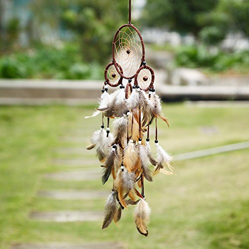 SOLEDI Dreamcatcher Traumfänger Glücksbringer aus der schönsten Geschichten in der amerikanischen indischen Mythologie Braun - 3