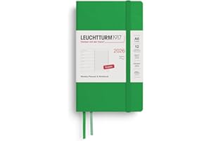 LEUCHTTURM1917 372696 Agenda settimanale e taccuino Pocket (A6) 2026, copertina morbida, Spring Leaf