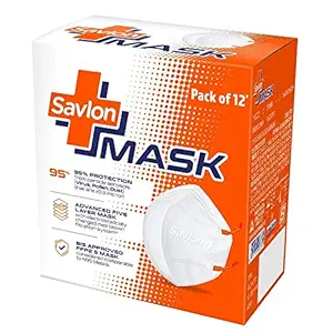 Savlon Mask | BIS Certified FFP2 S Mask (comparable to N95) | Earloop | Pack of 12