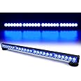 FOXCID 24 LED Emergency Hazard Warning Strobe Flashing Light Bar Wireless Battery W/Magnetic Base and Rechargeable Plug for Beacon Rooftop Safety Vehicles Tow Trucks Tractor Snowplow, Blue