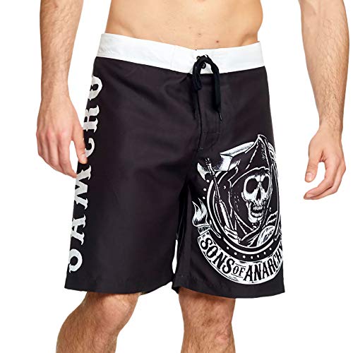 Sons of Anarchy Pantaloncini da Bagno da Uomo Reaper Logo Samcro Elbenwald Nero - L