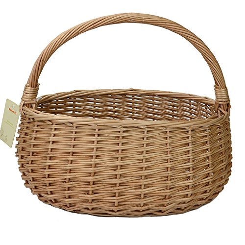 RURALITY Eco-friendly Willow Wicker Storage Basket with Handle