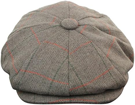 Mens Tweed Newsboy Cap Peaky Blinders Baker Boy Flat Check Grandad Hat