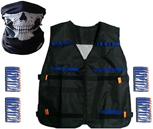 Elite Tactical Vest Kit for Nerf N-strike Elite Series,40-Dart Refill Pack,seamless skull face mask