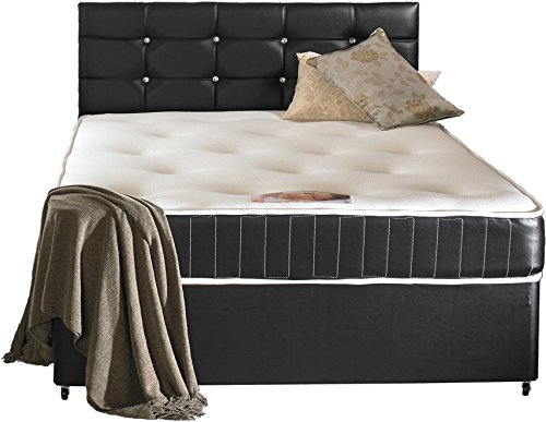 Faux Leather KingSize Divan Bed Including Luxurious Memory Foam Mattress And Dimonte Headboard (5x6'6 Kingsize)