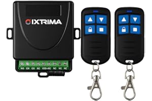 IXTRIMA Kit radio universale 12-30V AC/DC con 2 telecomandi per Automazione Cancelli, tende, luci, comando wireless 433.92 MHz, Ricevitore 2 Canali 12-30V AC/DC (Kit da interno)
