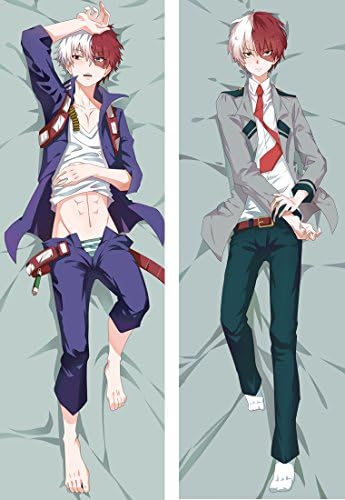 Funky Store Anime My Hero Academia Hugs Pillow Case Hug Pillow Cover Manga Cosplay Long Hugging Body Peach Skin Pillowcase (Shoto Todoroki-2)