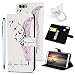 Produktbild idlehour Huawei P Smart Handyhülle Flip Case, PU Leder Schutzhülle Bookstyle Ständer Kartensätze Handytasche mit Touch Stift und Ringschnalle,Vogel Federn