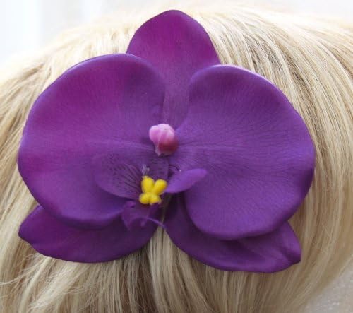 PURPLE ORCHID FLOWER FASINATOR HAIR GRIP Weddings Races Party