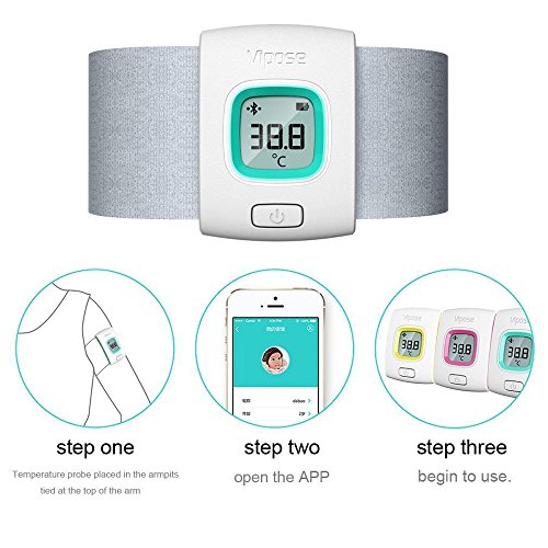 New Dream Bluetooth 4.0 Digital Intelligent Electronic Wristband Thermometer with iOS Android APP for Baby Kid Children