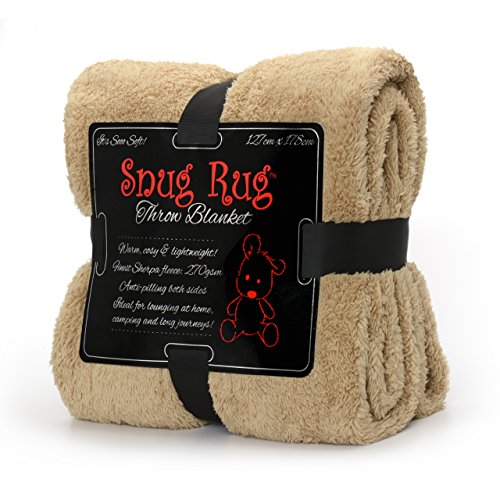 Snug Rug Kuscheldecke, Luxusversion aus Sherpa-Fleece, Überwurf, Sandbeige, 127 x 178 cm