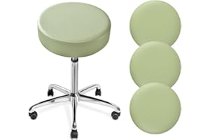 DONGKER Hocker Bezug Rund, 4 Stück PU-Leder Hockerbezug, Durchmesser 30-36cm, Dehnbar Knitterfrei Hocker Rundbezug für den bezug für Barhocker Rund