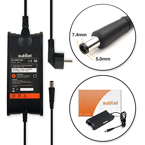 subtel® Notebook Ladegerät für Dell Vostro 2420 / 2421 / 2510 / 2520 / 2521 / 3300 / 3350 / 3360 / 3400 / 3450 / 3460 / 3500 / 3550 / 3555 / 3560 / 3700 / 3750 (19.5V;90W) - 2