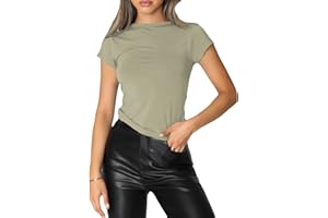 KUKEYIEE Camiseta Básica Slim Fit para Mujer Top Manga Corta Y2K Tops TikTok Influence Crop Top Club Party Streetwear