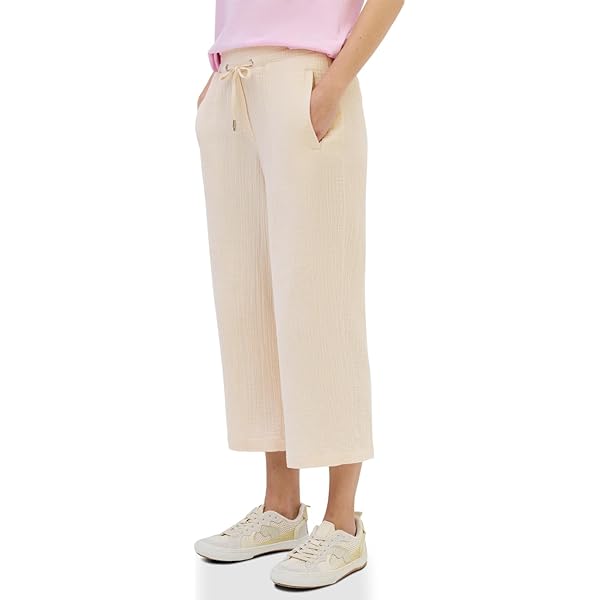 Pantaloni Donna Lino MAMA Pigiama In Mussola Di Cotone Giallo