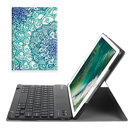 Fintie iPad 9.7 Zoll 2017 Bluetooth Tastatur Hülle Keybord Case - Ultradünn leicht SmartShell Ständer Schutzhülle mit magnetisch abnehmbar drahtloser Deutsche Bluetooth Tastatur für Apple iPad 2017 Neue Modell, smaragdblau