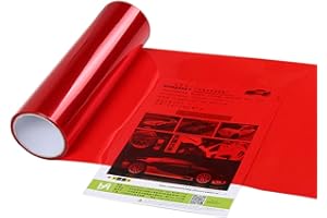 Uposao Lámina tintada para faros de coche, autoadhesiva, para faros traseros, intermitentes, faros antiniebla, película de vinilo, 100 x 30 cm, rojo