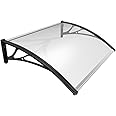 VOUNOT® Front Door Canopy Outdoor Awning, Rain Shelter for Back Door, Porch, Window, 120 x 80 cm, Black
