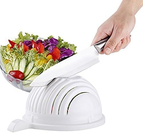 Bomien Salad Maker Bowl Cutter 60 Seconds Vegetable Chopper, Salad Shooter, Cutter for Lettuce or Salad - Chop Fresh Vegetables and Fruits in Seconds (White)