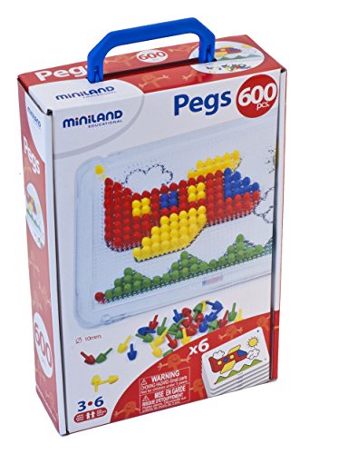 Imagen 4 de Miniland 31814 - Kit de dibujo en mosaico (placa + 6 plantillas + 600 chinchetas de 10 mm) [importado de Alemania]