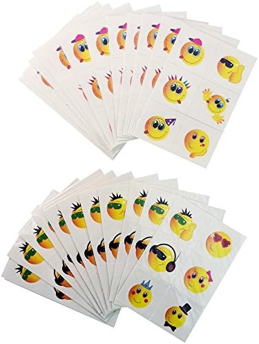 144 Smiley Fake Tattoos - 24 Sheets of Transfers for Children