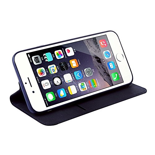 Funda tipo cartera Nouske para iPhone 6 Plus y 6S Plus de 5 5 pulgadas de Apple  Azul Marino