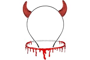 QIZHIQIAMY Serre-Tête Halloween, 2 Pièces Accessoires Cheveux Halloween avec Halloween Bandeau Collier Ras de Cou, Accessoires de costumes pour enfants et Femmes pour Halloween, Carnaval, Cosplay