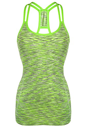 Bongual Slim Fit Damen Running Sporttop Ringerrücken Unterhemd Stretch Sommer-Top fuer Yoga, Fitness