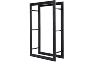 Loywe Scaffale per Legna da ardere in Metallo Portalegna Legnaia da Interni e Esterni 60x25x100 cm Nero LW1081