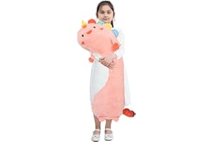 Aiuidun Lungo Dinosauro Peluche Giocattolo Carino Dino Unicorno Imbottito Animale Cuscino Del Corpo, Morbido Lungo Sonno Cuscino Bambola Bambini Ragazze Regalo (60cm/23.6inch, Unicorno)