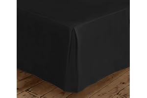 AE Linen® Double Valance Base Sheet | Deep Fitted Bed Base Valance Sheet Double with 26 cm Deep Pocket | Soft & Comfortable | Fade & Shrink Resistant (Black)