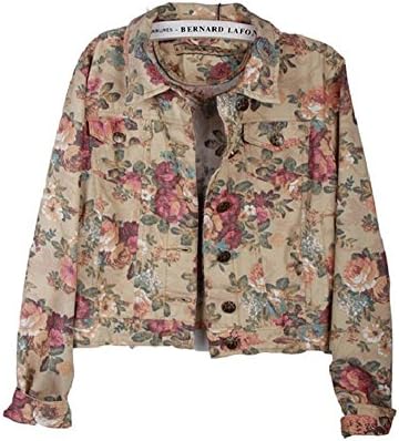Plus Size Rose Print Thin Short Denim Coat, High Quality Flowers Printing Denim Jacket,2015 Autumn and Spring Outwear (XL)