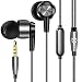 Produktbild Gritin In Ear Kopfhörer, Ear Ohrhörer 2018 Headset Earphones Metallisches Stereo mit Ohrstöpseln und Mikrofon für alle iPhone, Android Smartphones und MP3 Players usw-Grau