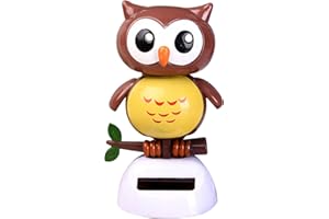 HLJS Solar Wackelfigur Eule Auto Solarbetriebene Wackelfigur Solarfigur, Creative Solar Tänzerin Dekofigur Für Auto Büro Ostern Ornamente(B: Eule)